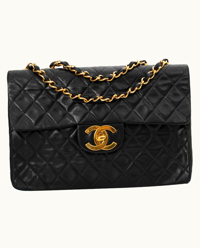Chanel Chanel Classique Women's Leather Shoulder Bag in Black & Burgundy