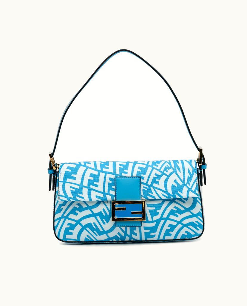 Fendi Fendi FF Vertigo Baguette 1997 Women's Shoulder Bag Canvas In Blue