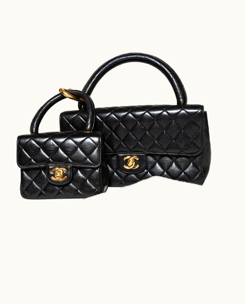 Chanel Chanel Vintage Twins Double Bag Women's Handbag Lambskin Black