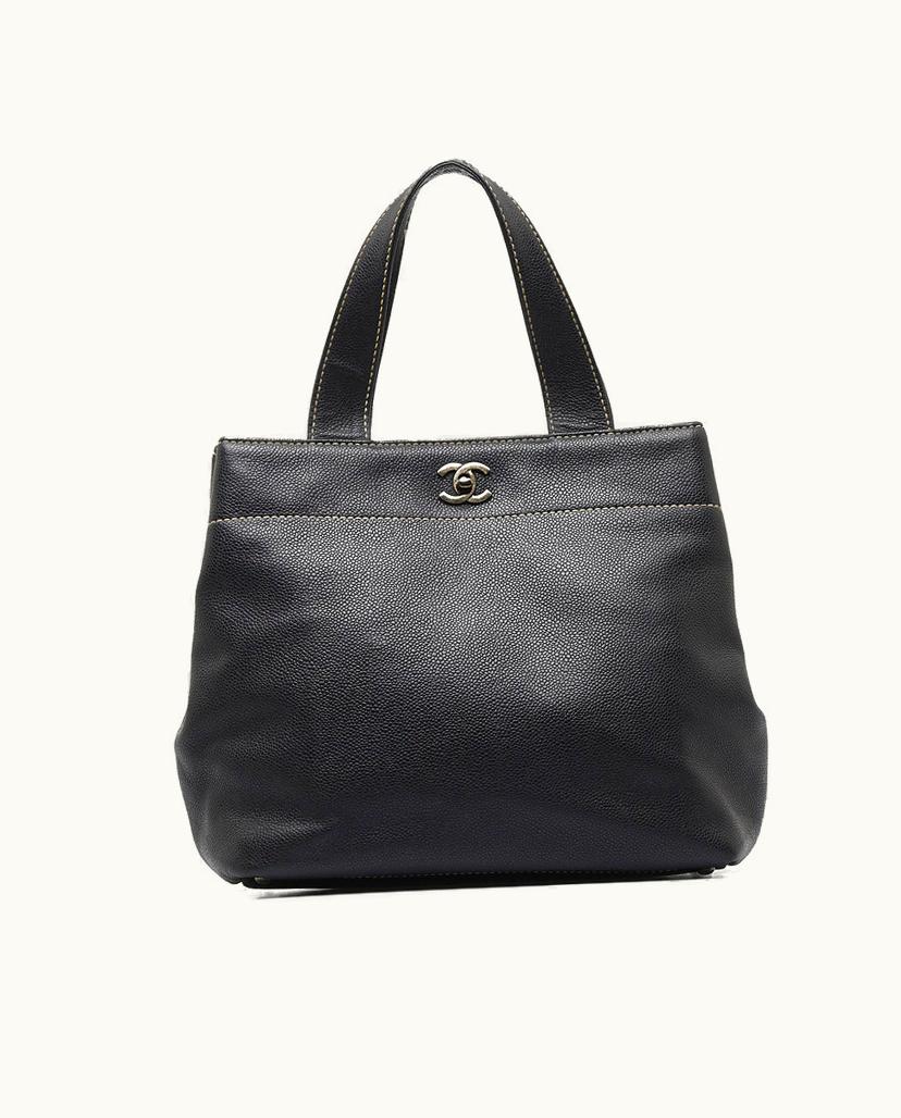 Chanel Chanel Classic Caviar Handbag Leather In Black