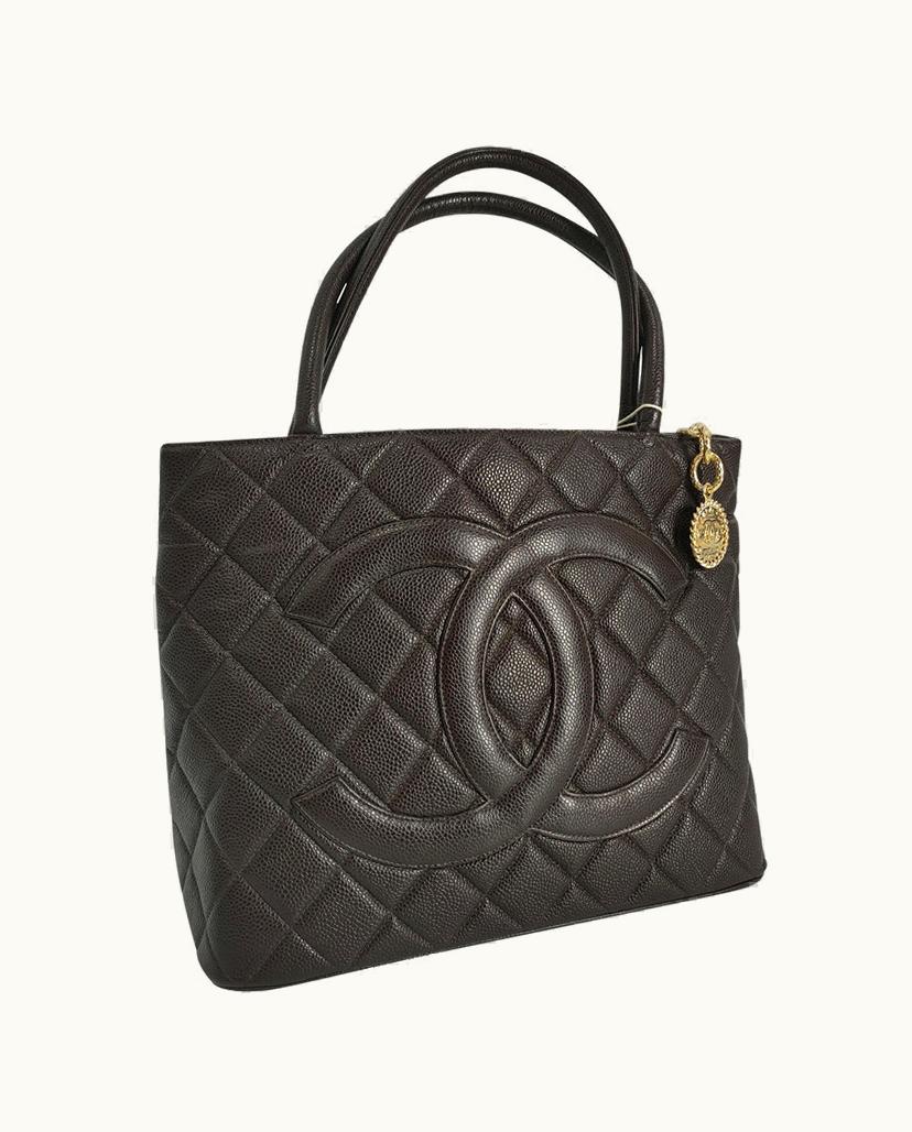 Chanel Chanel Medallion Caviar Marron Foncé Luxury Tote Brown