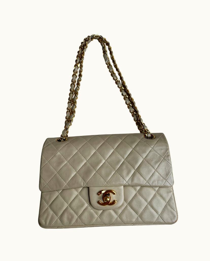 Chanel Chanel Vintage Classic Flap Bag Leather Beige