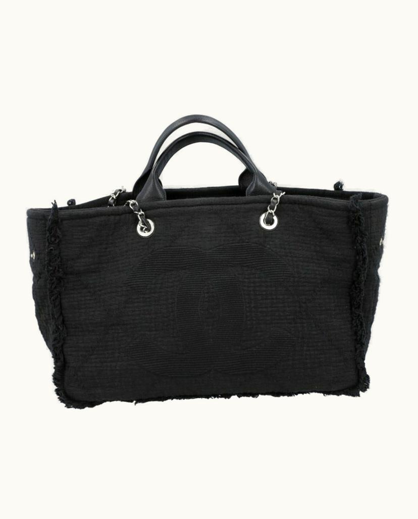 Chanel Chanel Deauville Shopper Textile Bag Black