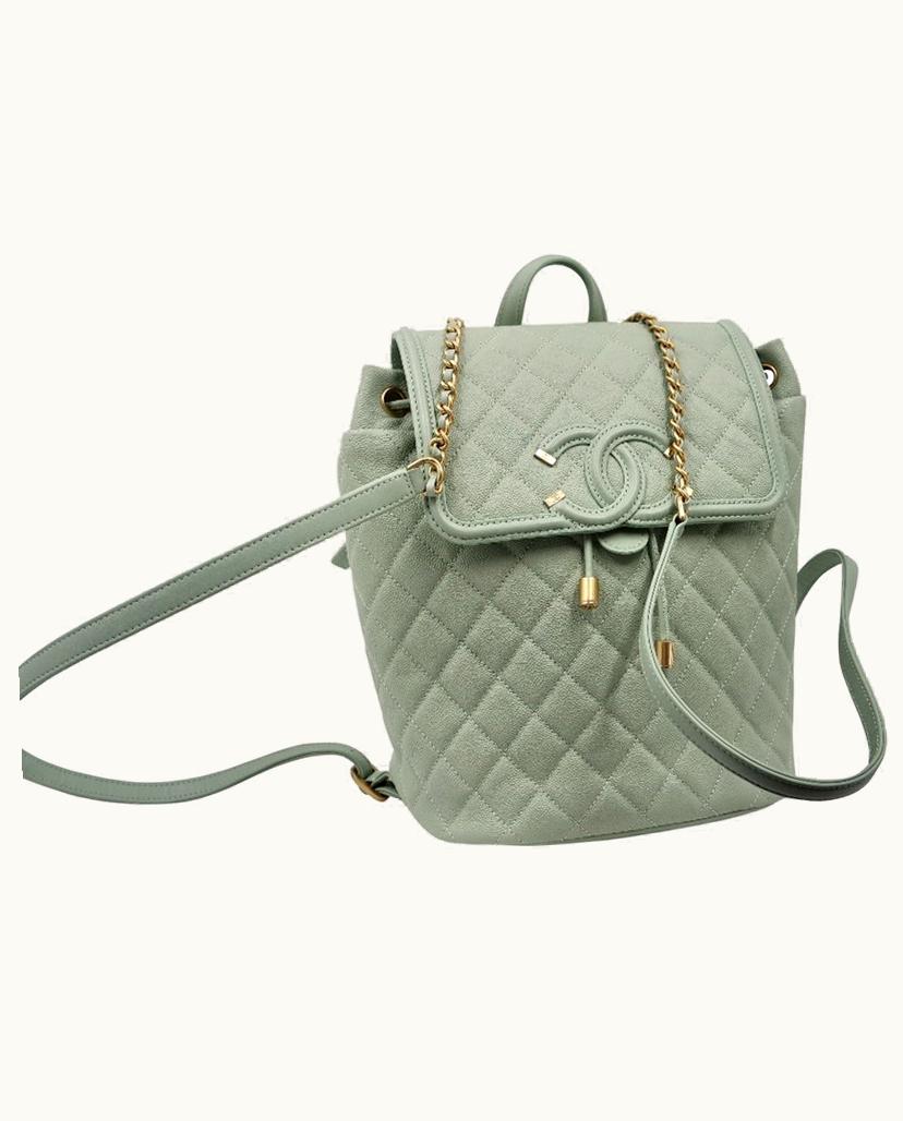 Chanel Chanel Women's Filigree Backpack Leather In Green
