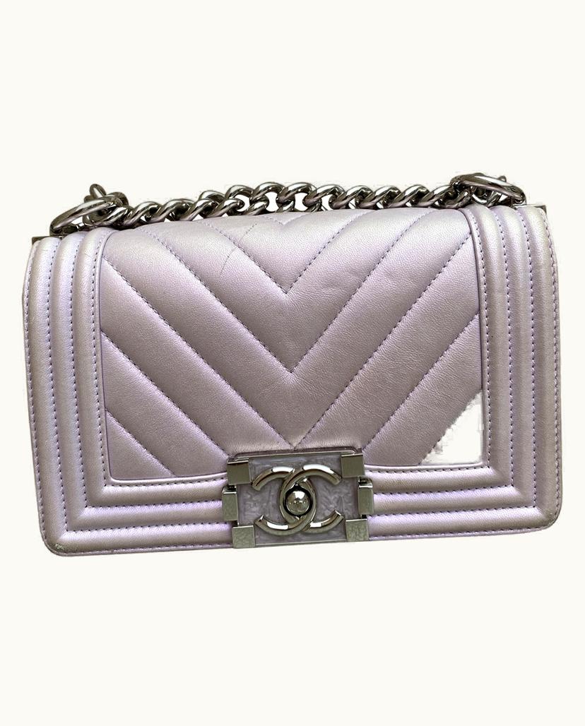 Chanel Chanel Boy Bag Light Purple Leather