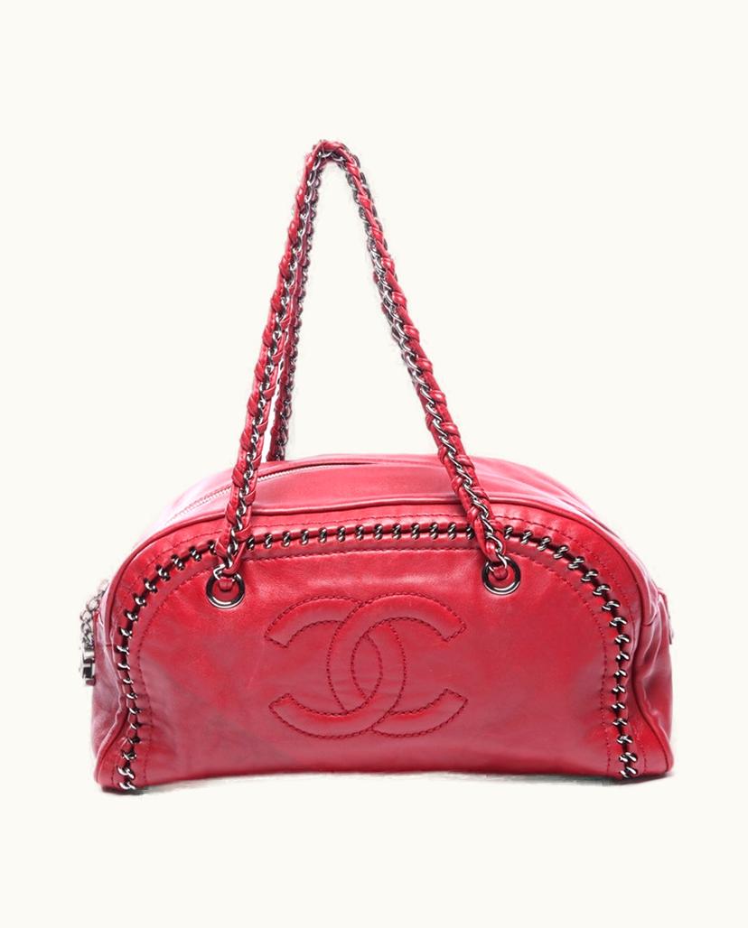 Chanel Chanel Luxe Ligne Bowler Shoulder Bag Leather In Bordeaux
