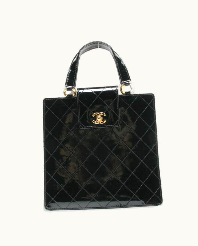 Chanel Chanel Vernis Handle Bag Women's Handbag Leather In Black