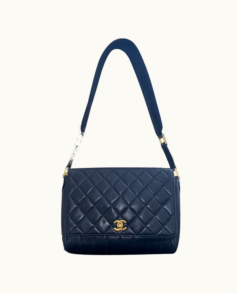 Chanel Chanel Flap Bag Navy Blue Leather Shoulder Bag