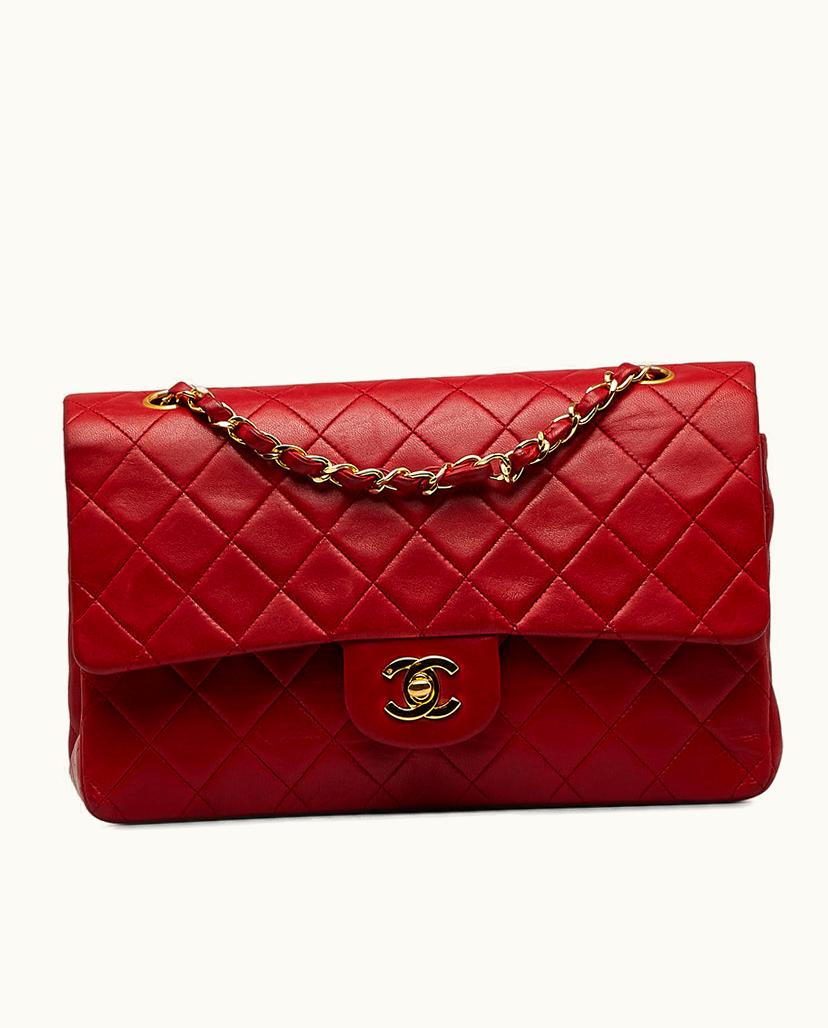 Chanel Chanel Classic Double Flap Shoulder Bag Lambskin Red