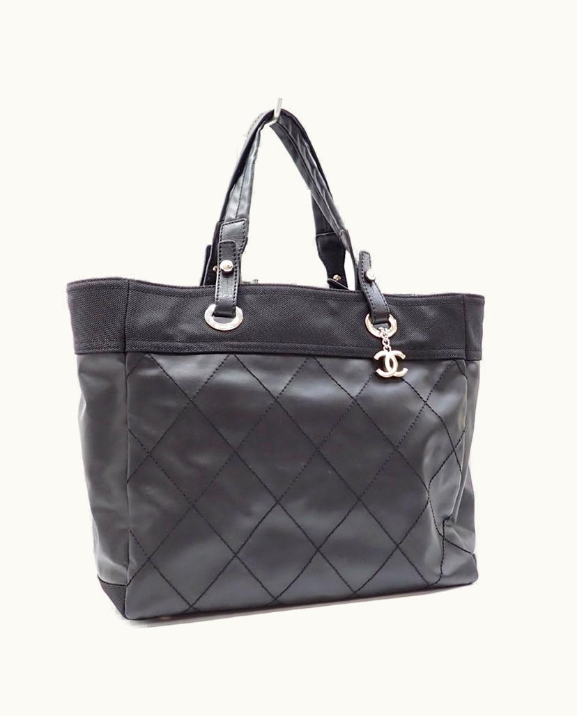 Chanel Chanel Paris Biarritz MM Tote Bag Black Canvas