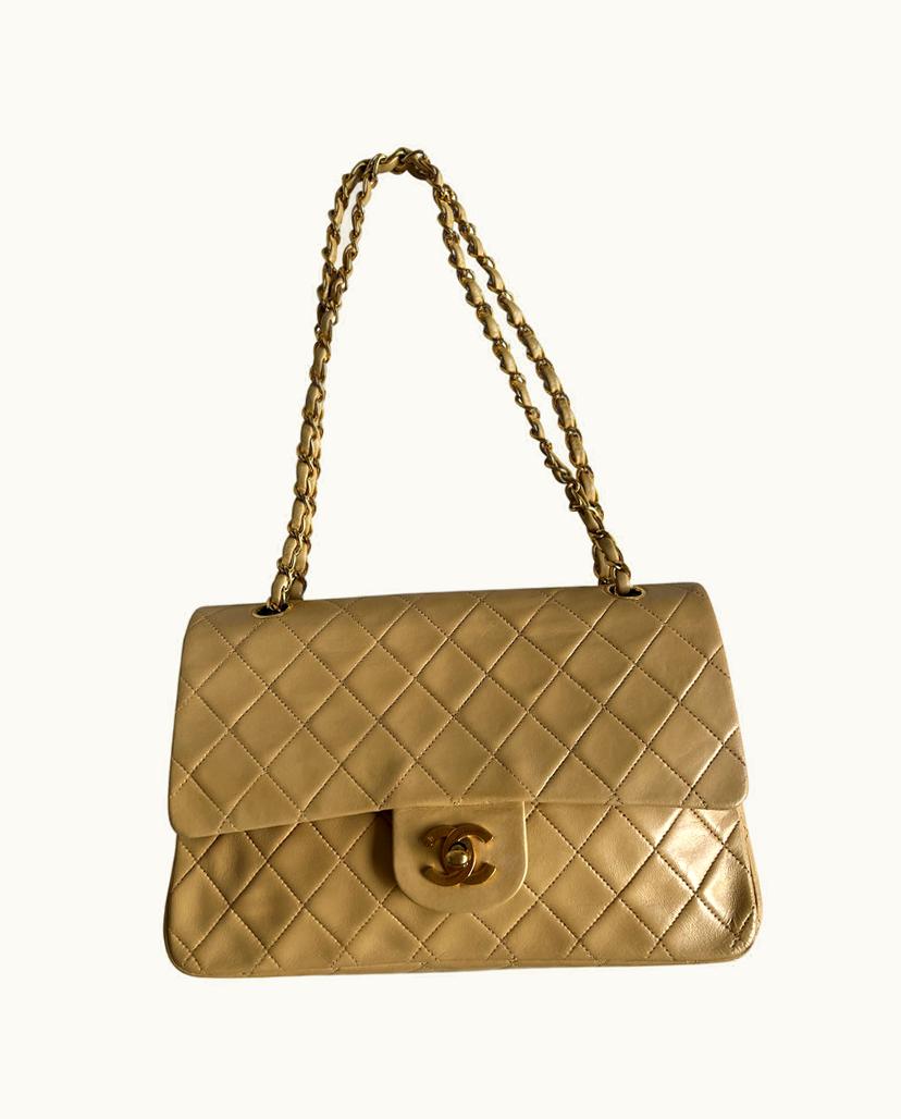 Chanel Chanel Classic Double Flap Bag Leather Gold Beige