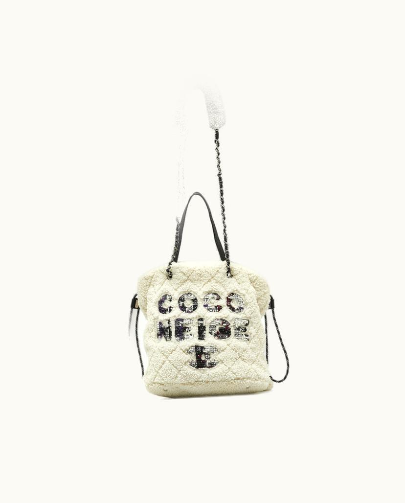 Chanel Chanel Coco Neige Shearling Tote Bag White