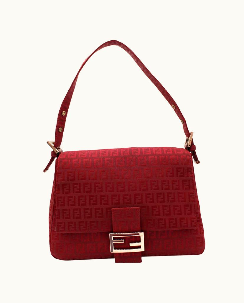 Fendi Fendi Women's Baguette Bag Canvas In Red
