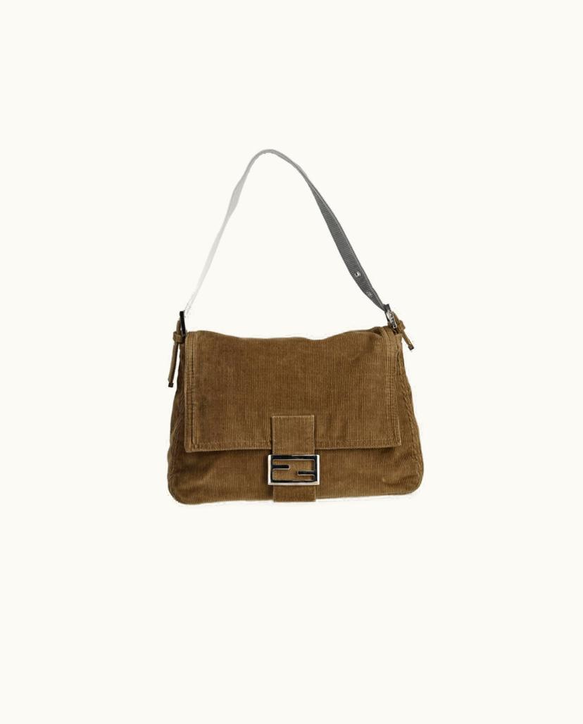 Fendi FENDI Mamma Baguette Corduroy Shoulder Bag Green