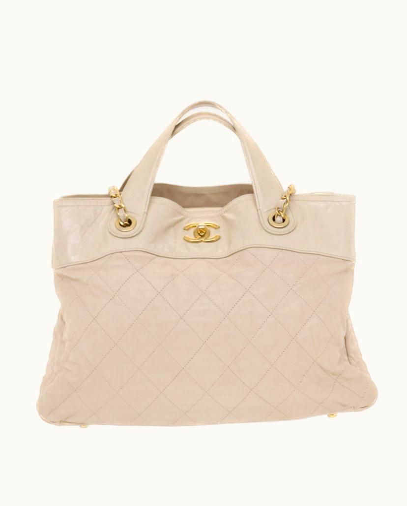 Chanel Chanel Classic Flap Handbag Leather Beige