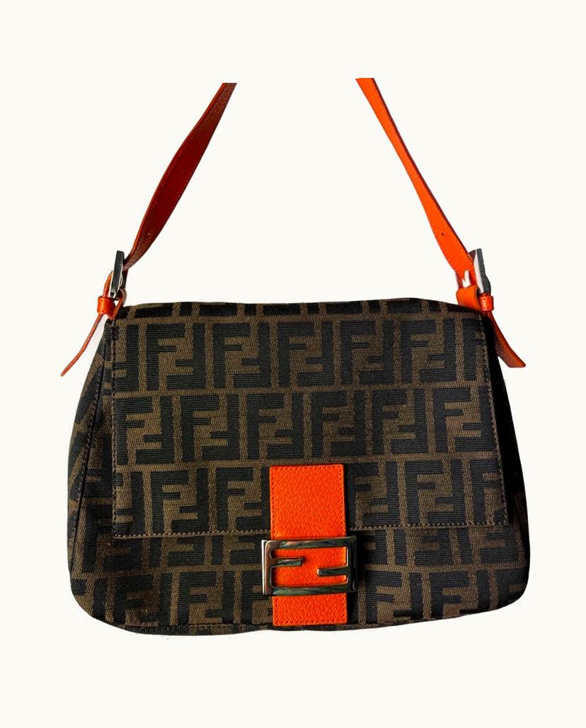 Fendi Fendi Mamma Baguette Pocket Women's Canvas Brown Luxe