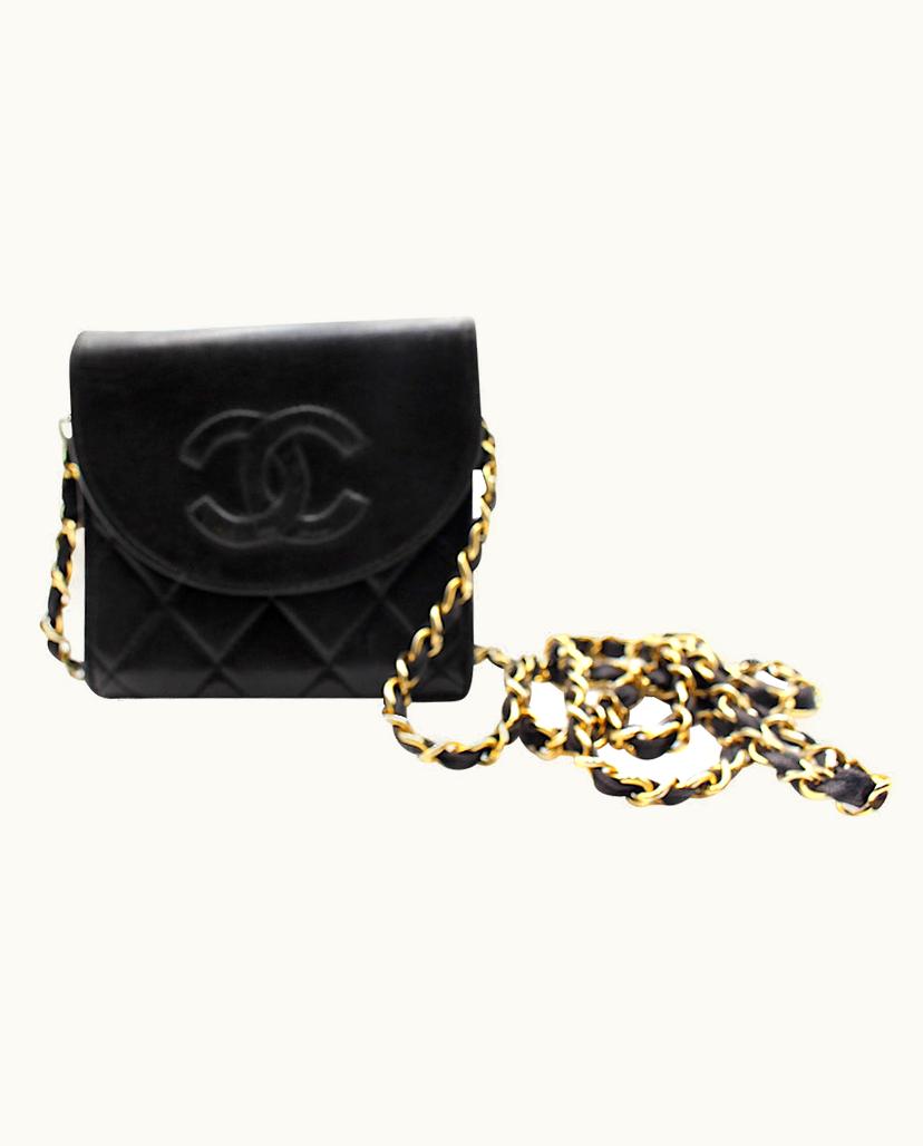 Chanel Chanel Pochette Women's Shoulder Bag Leather In Black and Gold