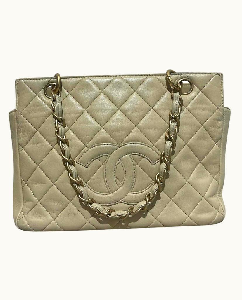 Chanel Chanel Classic Flap Handbag Beige Quilted Leather Gold Hardware