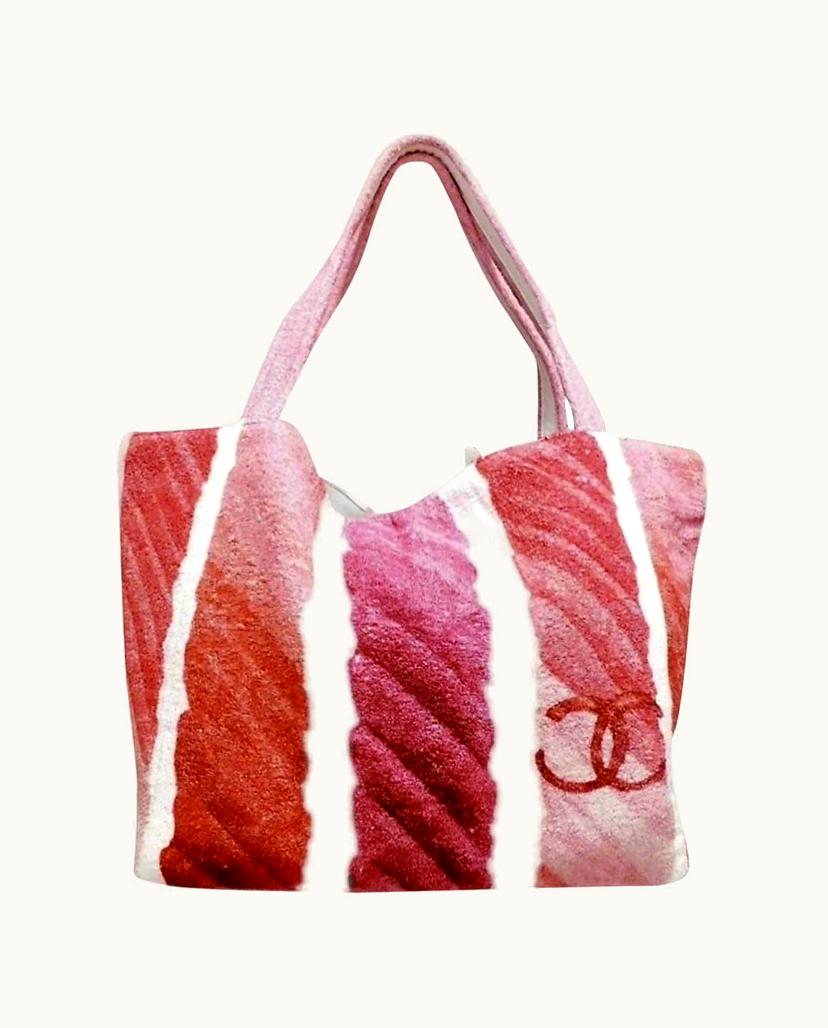 Chanel Chanel Cabas Sac Shopper Cotton Fuchsia Pink & White