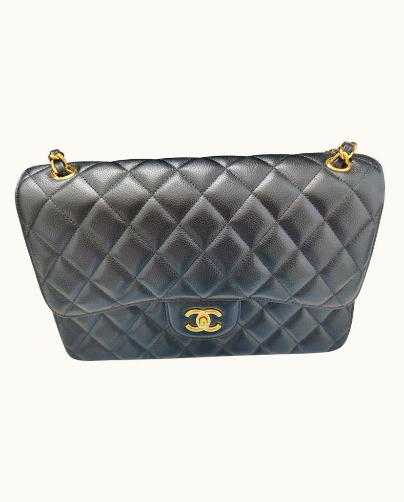 Chanel Chanel Jumbo Double Flap Bag Caviar Leather In Black