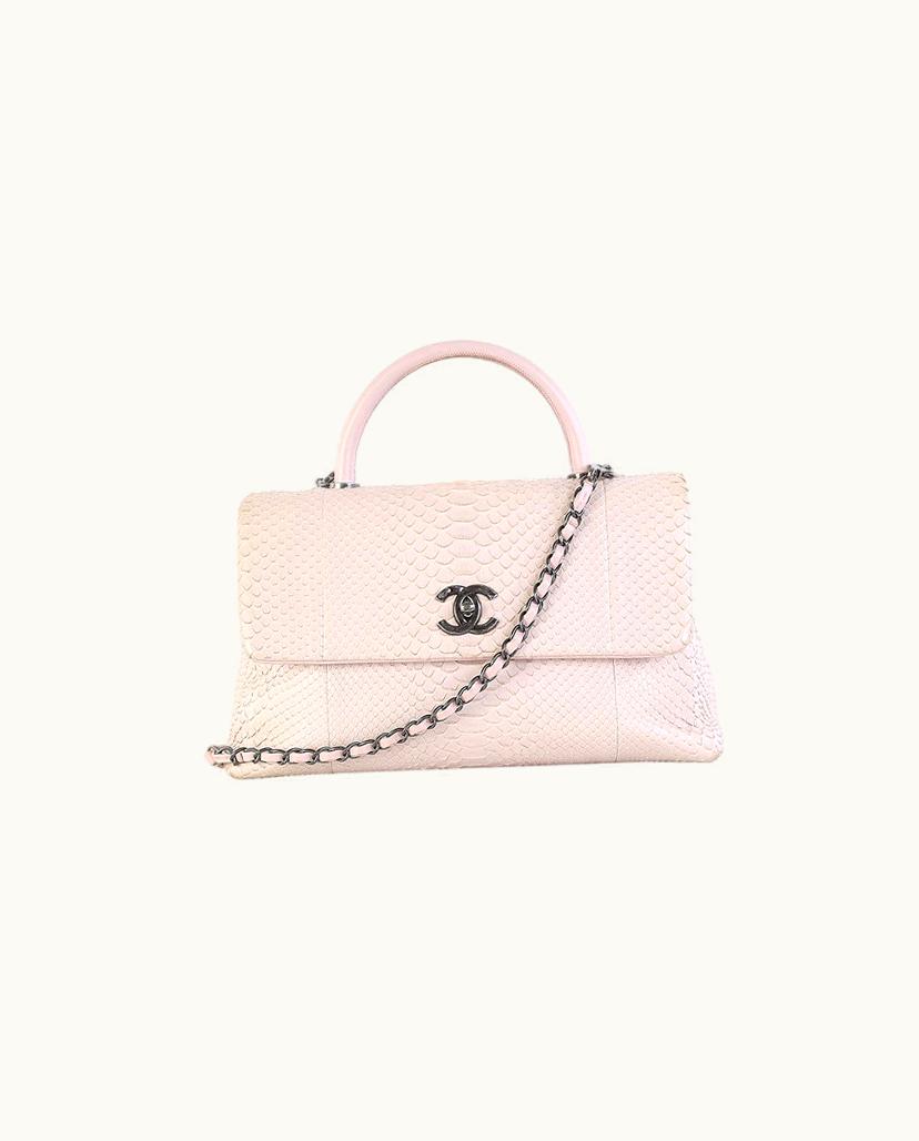 Chanel Chanel Coco Handle Python Leather Handbag Powder Pink