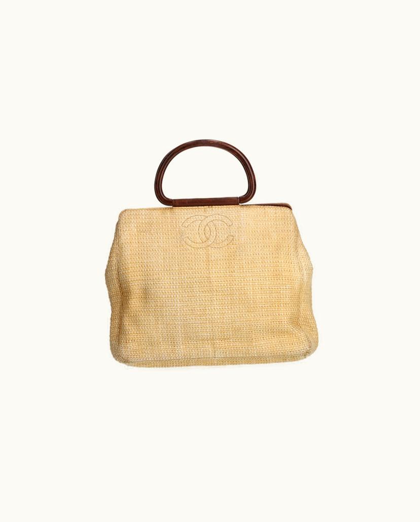 Chanel Chanel Coco Handle Bag Straw Wood Beige