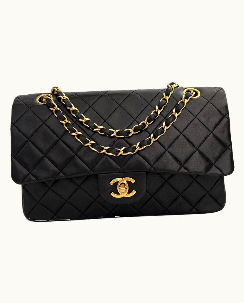 Chanel Chanel Timeless 25 Double Flap Bag Leather In Black