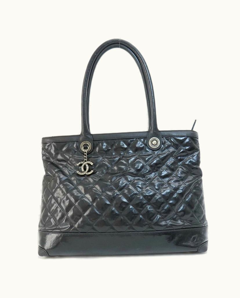 Chanel Chanel Matelassé Tote Bag Black Patent Leather