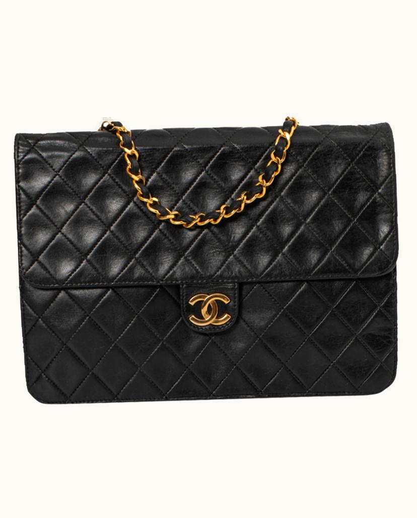 Chanel CHANEL Timeless Flap Bag Leather In Black & Burgundy