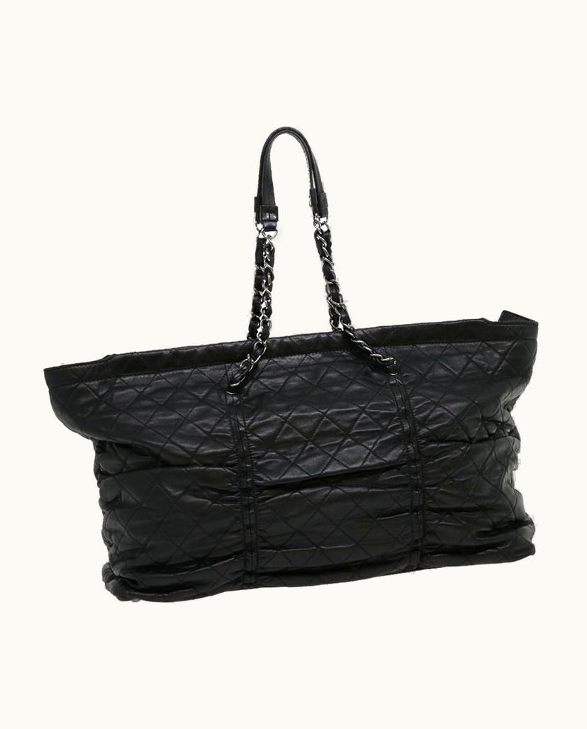 Chanel Matrasse Women's Shopping Tote Leather In Black