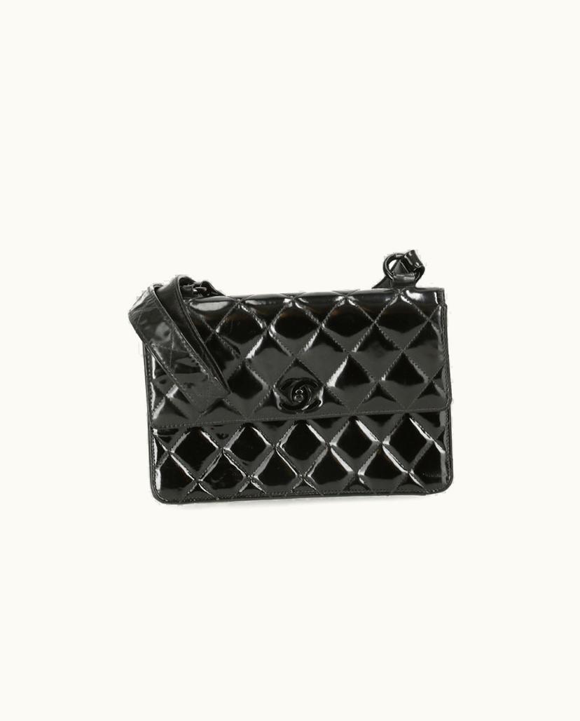 Chanel Classic Single Flap Bag Patent Leather In Black