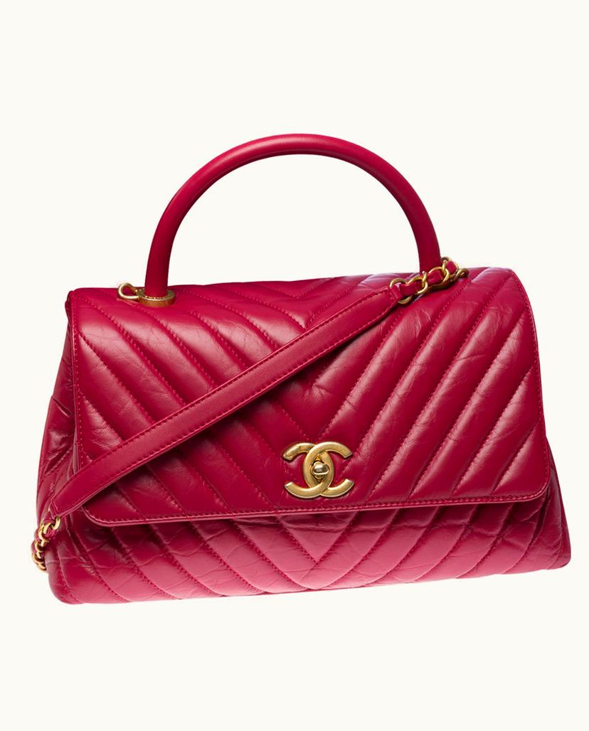 Chanel Chanel Women's Coco Handle Bag Leather In Red