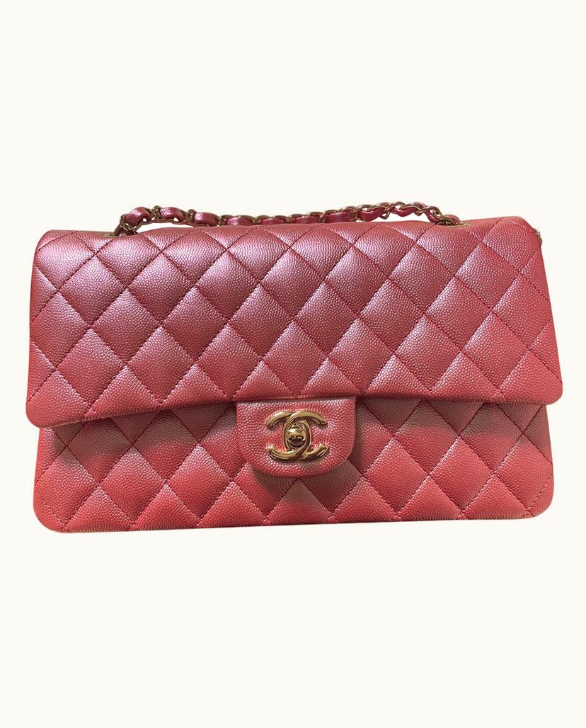 Chanel Chanel Classic Medium Caviar Leather Bag in Iridescent Pink