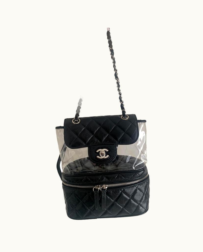 Chanel Chanel Unique Identification Leather Women's Backpack Black