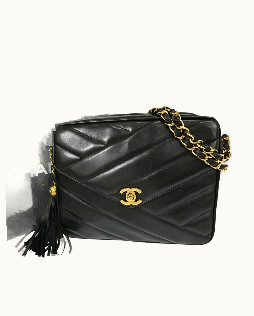 Chanel Chanel Matelassé Chevron Chain Shoulder Bag Black Leather