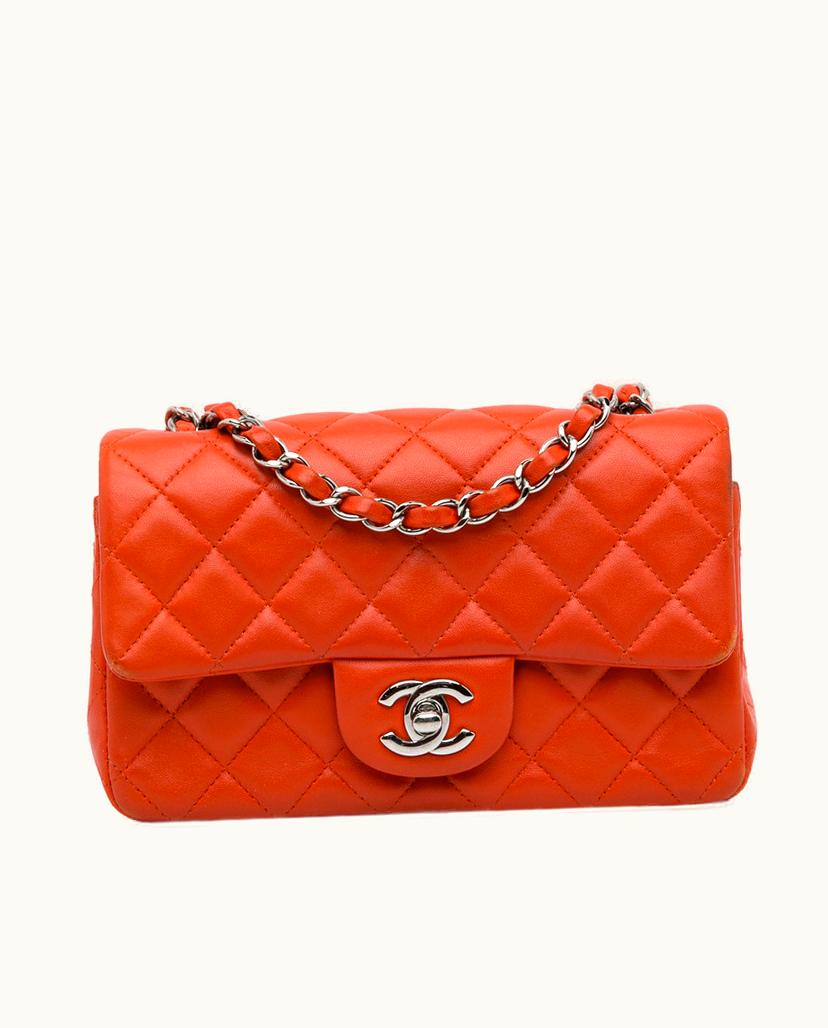 Chanel Chanel Classic Mini Lambskin Single Flap Bag Orange