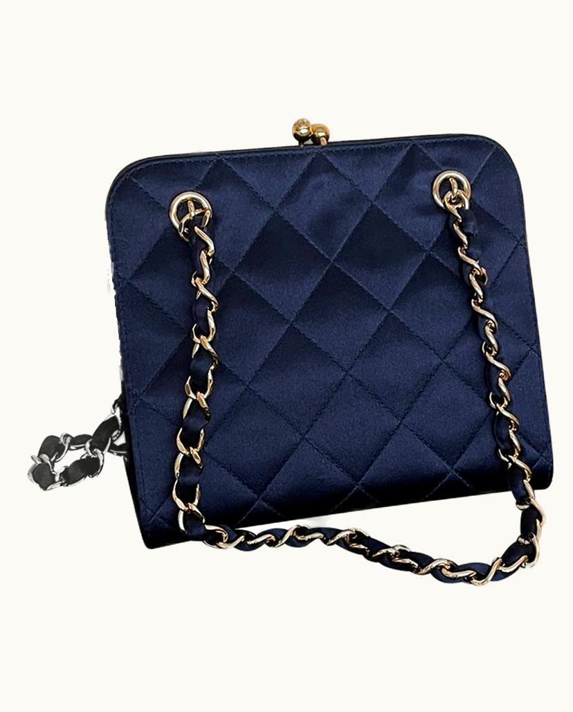 Chanel Chanel Silk Black Satin Women's Handbag