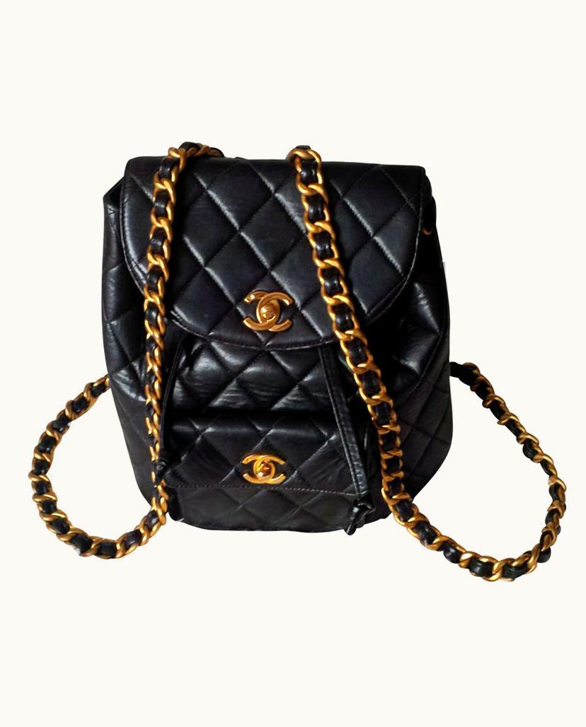 Chanel Chanel Duma CC Turnlock Leather Backpack Black Gold