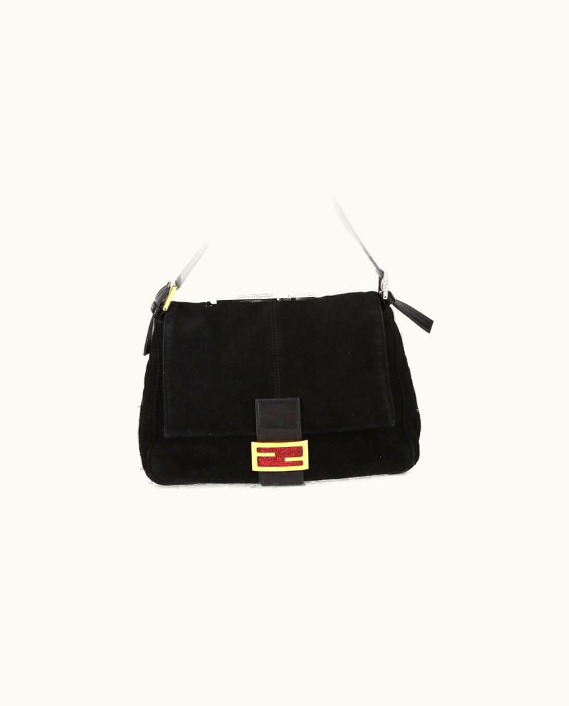 Fendi Fendi Mamma Baguette Shoulder Bag Suede Black