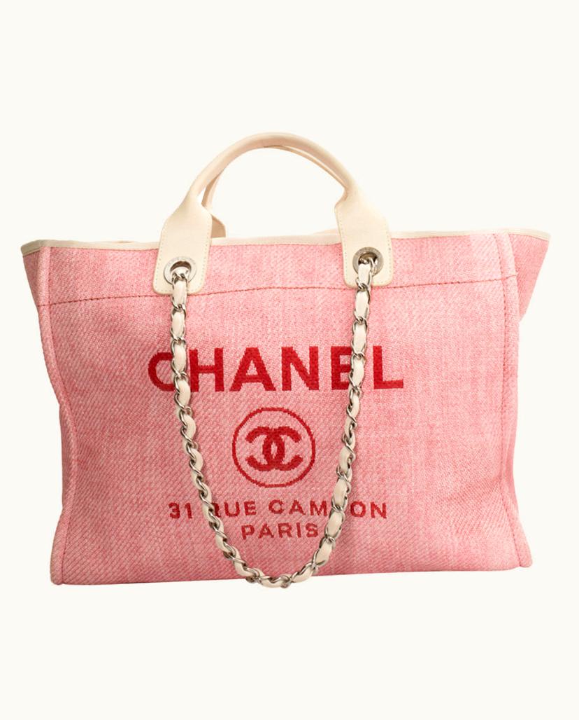 Chanel Chanel Deauville Canvas Handbag in Pink