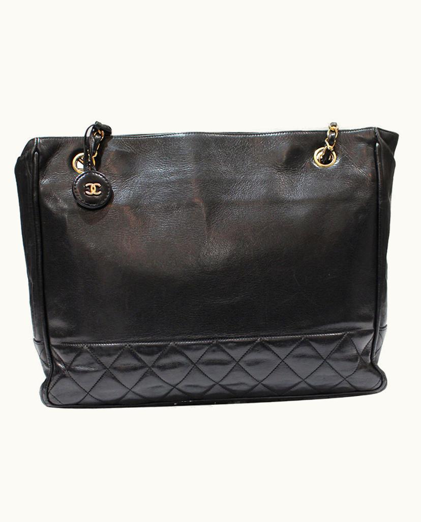 Chanel Chanel Vintage Classic Shopping Tote Leather In Black