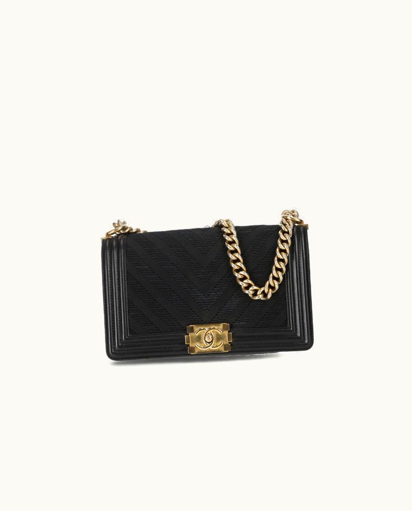 Chanel Chanel Medium Chevron Boy Bag Convertible Shoulder Flap Leather In Black
