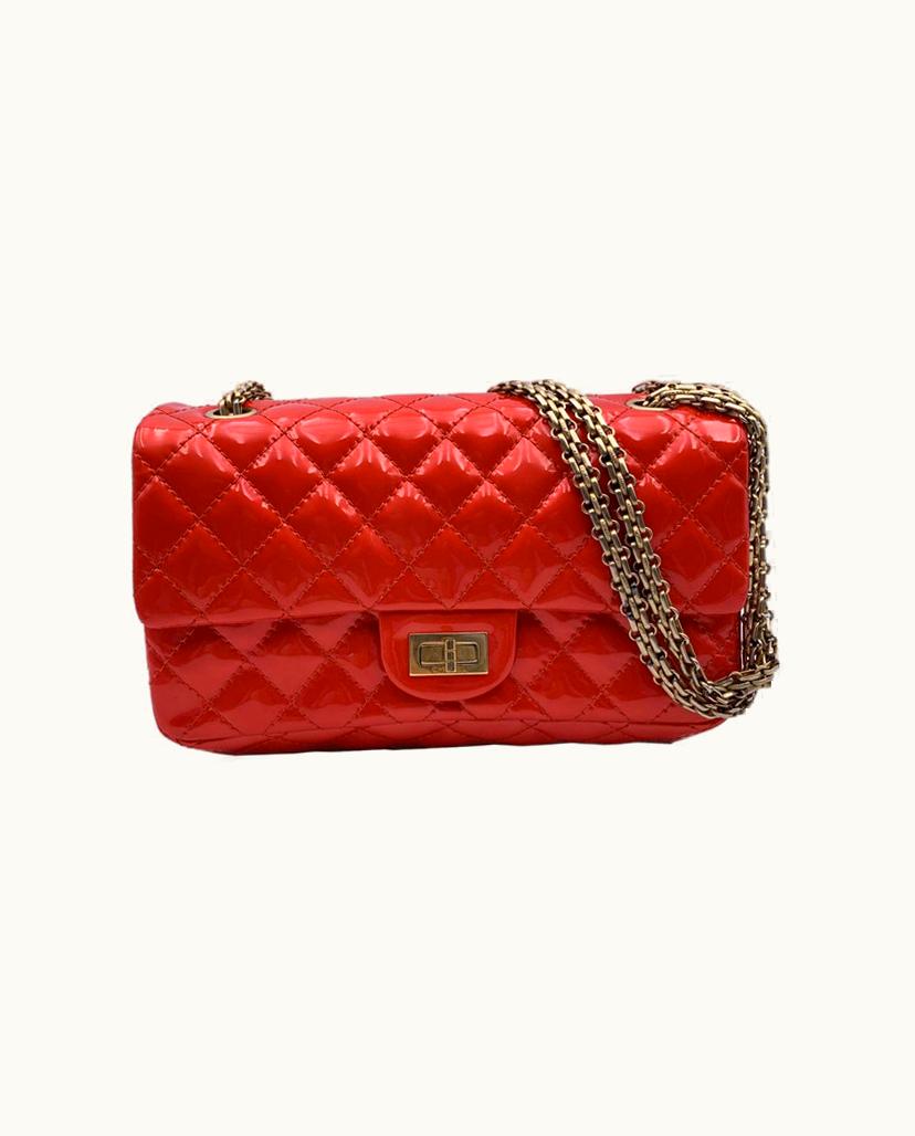 Chanel Chanel Solid Shoulder Bag in Red Patent Leather