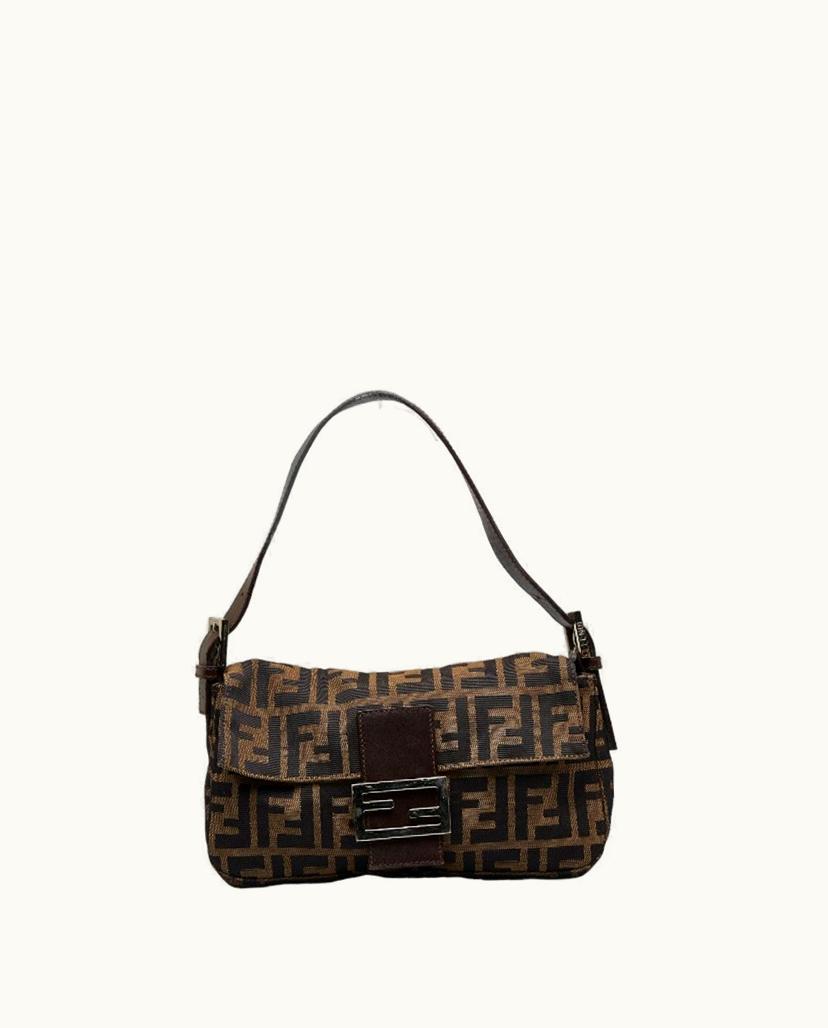Fendi Fendi Zucca Women's Shoulder Bag Leather Canvas Brown