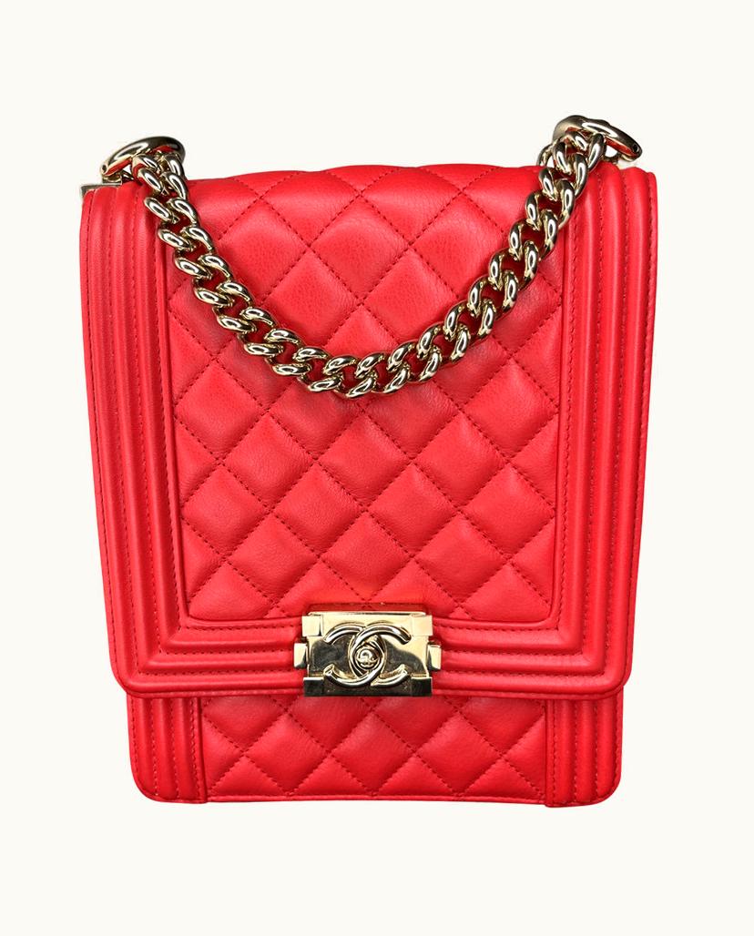 Chanel Chanel Women's Boy North South Bag Leather In Red