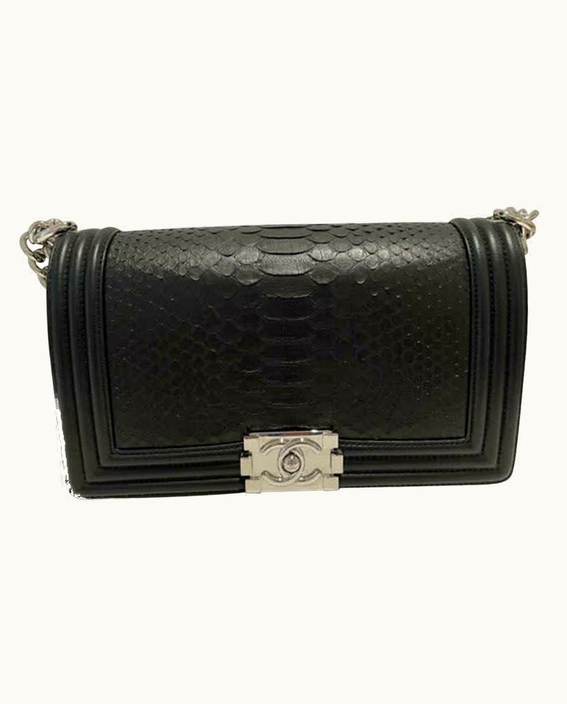 Chanel Chanel Boy Bag Python Leather Cross-Body Shoulder Bag Black