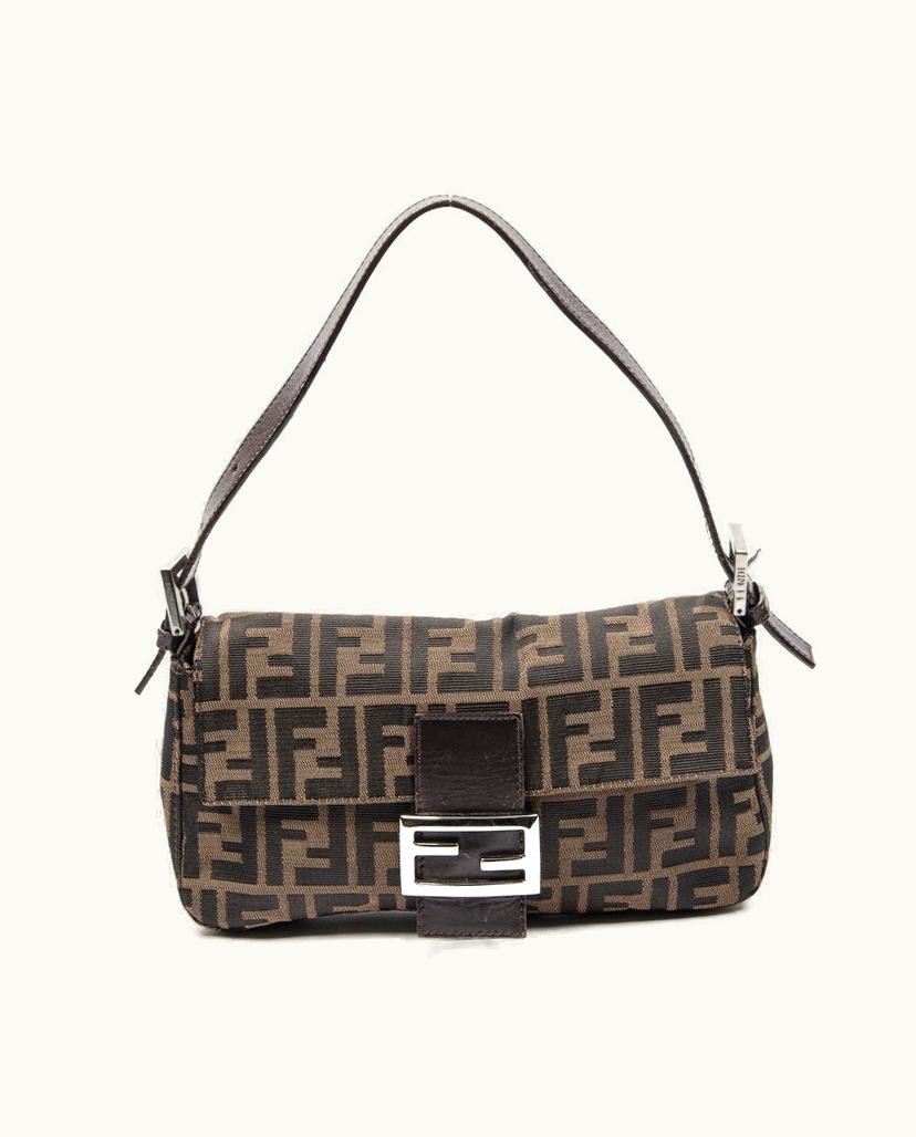 Fendi Fendi Mama Baguette Shoulder Bag Zucca Canvas Tobacco