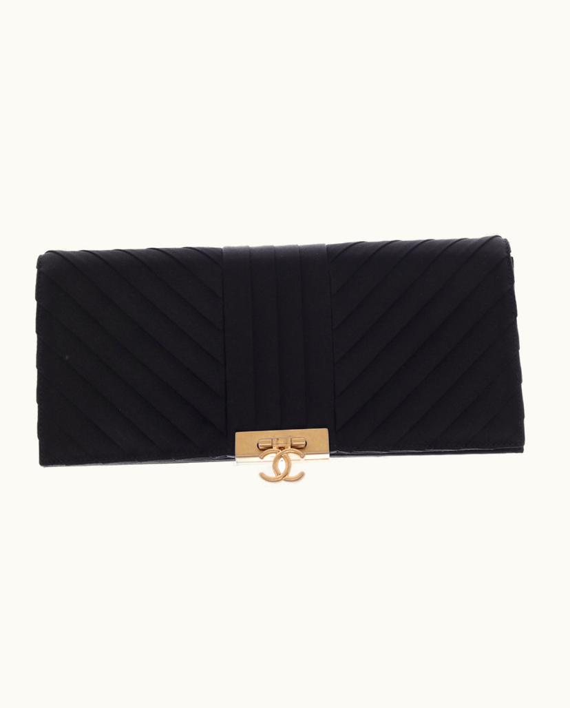 Chanel Chanel 2019 Vintage Black Fabric Women's Clutch Bag