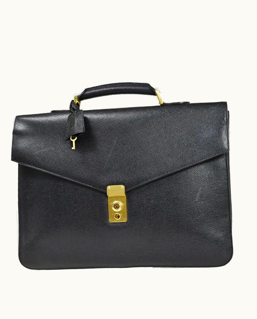 Chanel Chanel Vintage Document Case Briefcase Leather Black