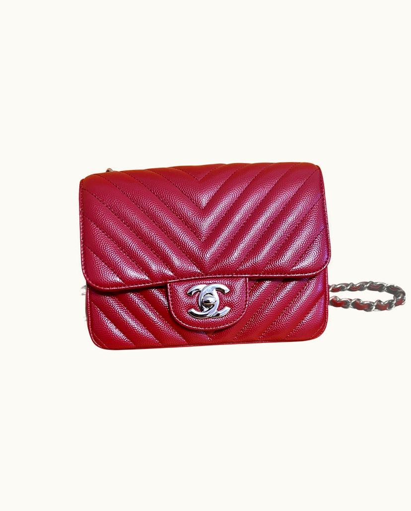 Chanel Chanel Women's Classic Flap Bag Mini Square Leather In Red